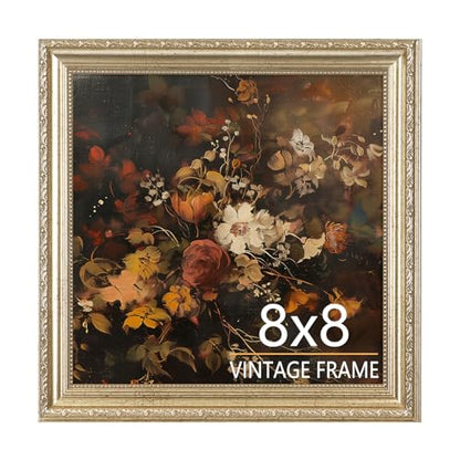 8x8 Distressed Champagne Silver Picture Frame with HD Tempered Glass, 8 x 8 Picture Frames for Living Room Bedroom Office Gallery Wall, 1 Pack - color: Distressed Champagne Silver, size: 8x8 - 1 Pack