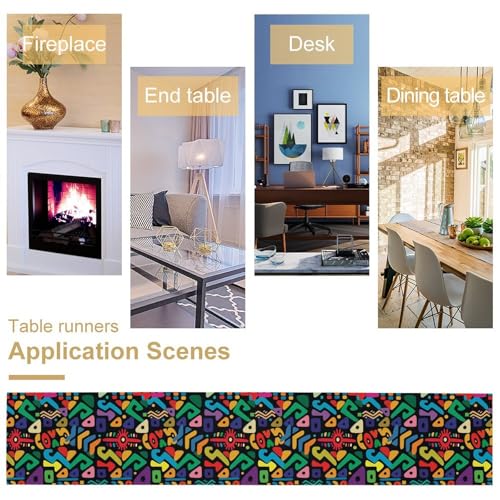 African Table Runner Abstract Geometry Nationality Tribe Table Runner for Kitchen Party Home Dining Room Table 13x36in - color: African-f88, size: 13in(33cm) x 36in(92cm)