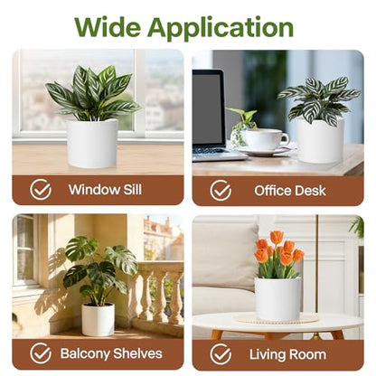 3 Pack Cylinder Planter Set 10/9/8 Inch White Indoor Plant Pots - color: White