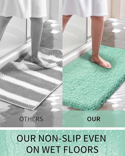 Toilet Rugs U-Shaped Mat 24x22, Contour Bathroom Mat - Ultra Soft & Absorbent Microfiber, Quick-Dry, Machine Washable with High Density Foam Latex Non Slip Backing, SpaBlue - color: Spa Blue, size: 24" X 22"(Toilet Rug)