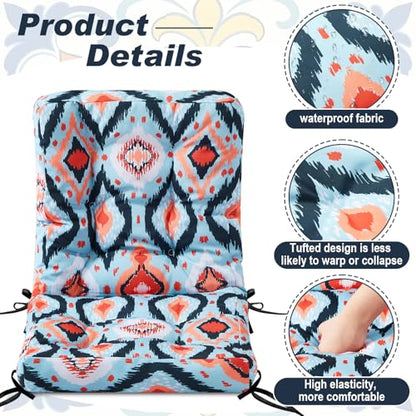 Hoteam 4 Set Outdoor Patio Chair Cushions 20 x 42 in Deep Seat Waterproof Patio Cushions Set for Furniture Replacement Removable Seat and Back (Ethnic Style) - style: Ethnic Style