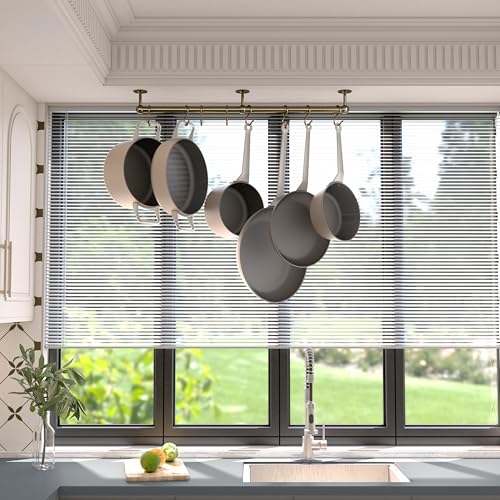 ROTHLEY Stainless Steel Hanging Pot Rack Hanger: 23.7 Inch Pot and Pan Hanger Wall Mounted Hanging Pot Bar Rack Heavy Duty Pot Hangers Kitchen Rail with 8 S Hooks (Antique Brass) - color: Antique Brass, size: 23.7 inch