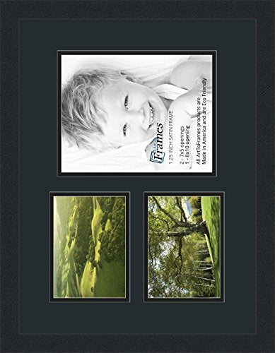 ArtToFrames Collage Photo Frame Double Mat with 1-8x10 and 2-5x7 Openings and Satin Black Frame - color: Dutch Blue, size: 1 - 8x10 and 2 - 5x7