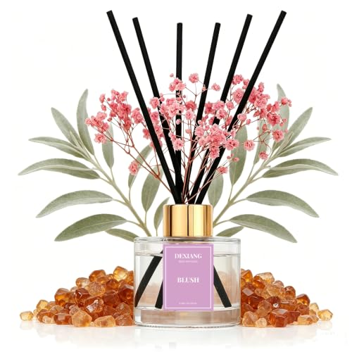 Reed Diffuser Set,3.38 fl oz (100 ml) - Blush Oil Diffusers with 6 Reed Sticks for Bathroom Shelf Decor - color: Blush