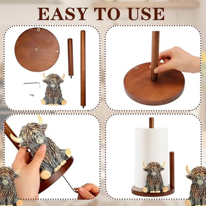 Highland Cow Paper Towel Holder Cute Highland Cow Kitchen Decor - style: Highland Cow