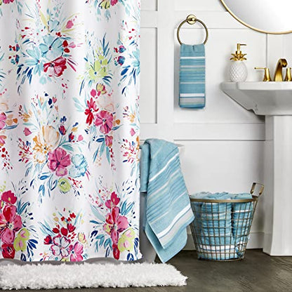 SKL Home Seabrook Stripe 100% Cotton Premium Bath Towel, 550 GSM, Soft & Absorbent Jacquard, Teal - color: Seabrook Stripe, style: Bath Towel