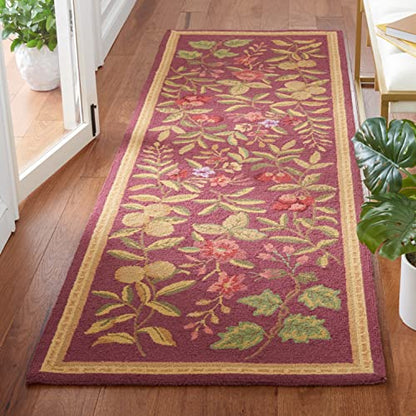 SAFAVIEH Chelsea Collection Runner Rug - 2'6" x 8', Burgundy, Hand-Hooked French Country Wool, Ideal for High Traffic Areas in Living Room, Bedroom (HK210C) - color: Burgundy, size: 2'6" x 8' (Runner)