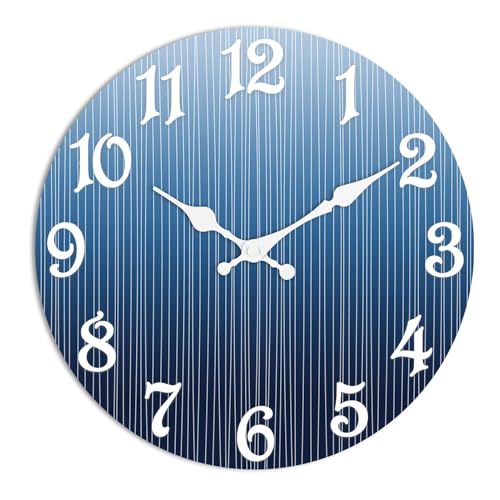 Round Wall Clock Silent Non-Ticking 8", Striped Blue | Battery Operated Clock Home Decor for Living Room, Kitchen, Bedroom, and Office - color: Cloud Rainbow Whimsical, size: 8in