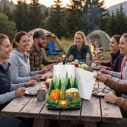 Camping Paper Towel Holder Let's Go Camping Kitchen Bathroom Decor Vbs Decorations Rustic Campfire Tent Camper Paper Stand with Round Base for Countertop Home Accessories - style: Camping