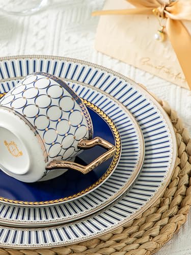 Fine Bone China Salad Plates Set of 4, Modern Round Dishes, Dinnerware Dishset for Kitchen, Not Suitable for Microwave (8 Inch) - size: 8