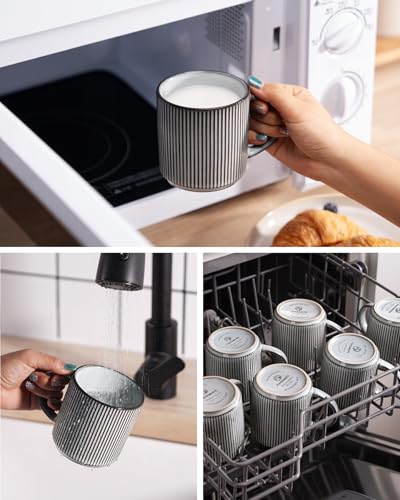 famiware Coffee Mug Set of 4, Star 12 oz Ceramic Mugs Cups Set with Handle | Stoneware Stackable Catering Cup for Coffee, Tea, Cappuccino, Latte, Microwave & Dishwasher Safe, Cappuccino White+Smoky Blue - color: Star-Cappuccino White+Smoky Blue, size: 4 C