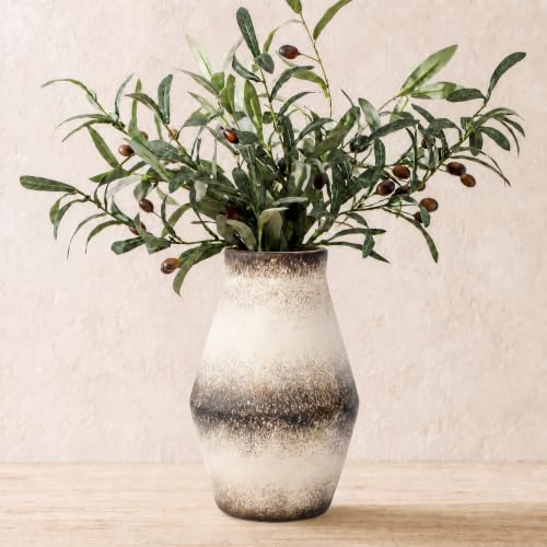 Rustic Ceramic Flower Vase, 10 Inch | Farmhouse Stone Pottery Vase for Pampas Grass, Living Room, Bathroom and Kitchen Home Decor - color: Dark Brown, size: 10 inch