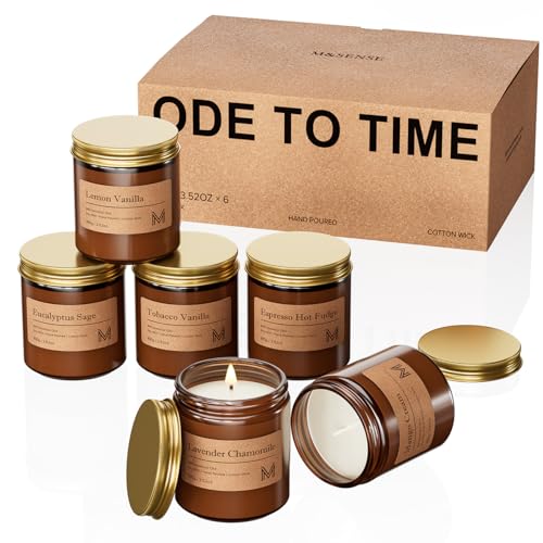 M&SENSE 6 Pack Candle Gift Set, Aromatherapy Scented Candle for Home Fragrance, Natural Soy Wax Candles for Stress Relief, Yoga, Long Lasting Small Jar Candle Gift Set for Birthday Housewarming - size: Gift Set