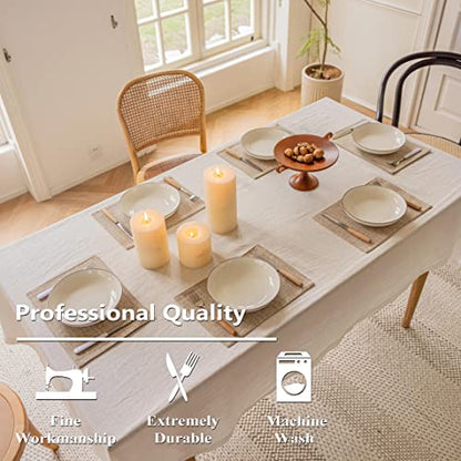 Home Brilliant Linen Place Mats Set of 8 Heat Resistant Dining Table Place Mats Cloth Placemats Kitchen Table Mats Placemat, Burlap - color: Burlap, size: Placemats 13" x 19", Set of 8