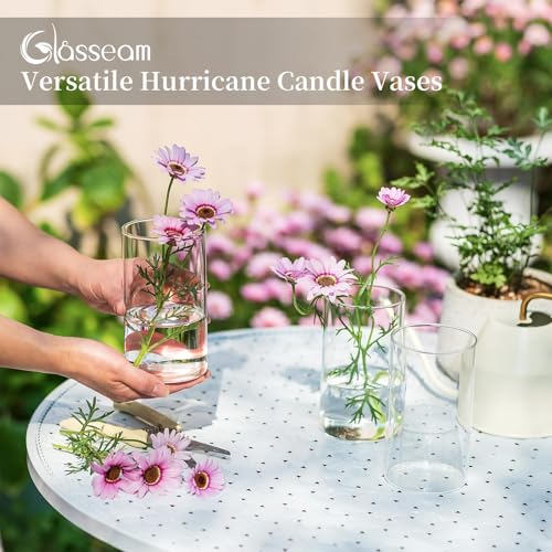 Glasseam Cylinder Vases for Centerpieces, 6Pcs Clear Glass Vase for Flowers | Hurricane Pillar, Floating Candle Holder, Modern, Small Home Decorations, Table Centerpieces, Wedding, Party, 6In - size: 6In