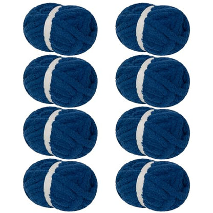 Franel Navy Blue Chunky Chenille Yarn for Hand Knitting Blanket (8 Pack, Total 64oz) - Shed-Resistant Fluffy Jumbo Yarn for Crocheting, Super Bulky Big Yarn for DIY Throw, Pre-Wound & Tangle-Free - color: 21