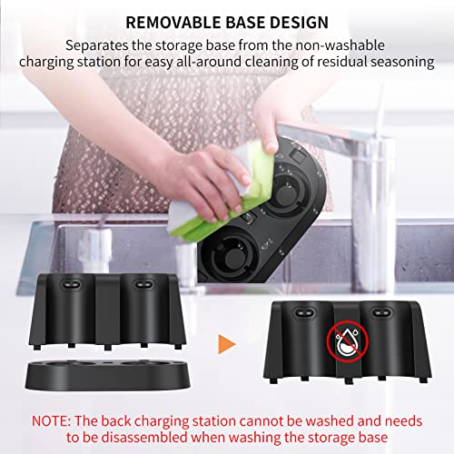 CIRCLE JOY Electric Salt and Pepper Grinder Set Stainless Steel Spice Grinder Automatic Pepper Mills with Easy-to-Carry Dual Charging Station, White Led Light, and Adjustable Coarseness, Silver - color: Upgrade Silver