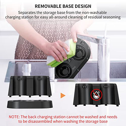 CIRCLE JOY Electric Salt and Pepper Grinder Set Stainless Steel Spice Grinder Automatic Pepper Mills with Easy-to-Carry Dual Charging Station, White Led Light, and Adjustable Coarseness, Silver - color: Upgrade Silver