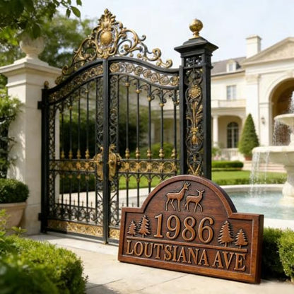 Wood House Address Plaque House Numbers for Outside,Personalized Address Numbers for House, Modern House Number Sign Plaque, Metal Address Yard Sign,Numbers for House Address - color: Style 2