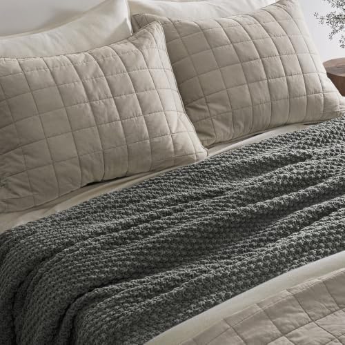 EVERGRACEHOME Chunky Chenille Knit Throw Blanket, 108x92, Charcoal Gray | Sculpted Moss Stitch, Chic Modern Farmhouse, All-Season Warmth, OEKO-TEX® Certified, Oversized King for Couch, Bed, Sofa - color: Charcoal Gray, size: 108" X 92"