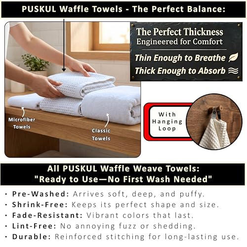 PÜSKÜL 2-Piece Natural 100% Turkish Cotton Waffle Bath Towels Extra-Large | White, 32x63" Bath Sheet Towel, Light Soft Absorbent Quick-Dry Lint-Free Premium Honeycomb Weave Oeko-Tex Made in Turkiye - color: White
