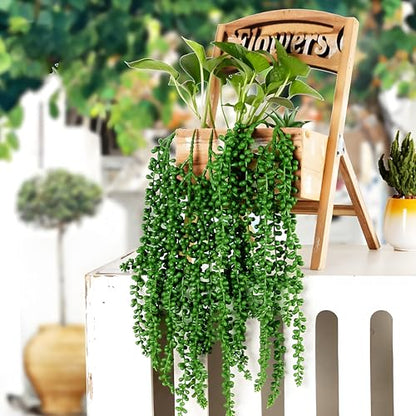 6pcs Fake Hanging Succulents Plants,Faux String of Pearls Plant | Artificial Greenery Decoration for Wall, Diy Filler,Backdrop, Garden, Indoor and Outdoor