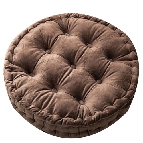 Meditation Floor Pillow, Large Round Floor Pillows Seating Cushion for Adult Thick Fill for Yoga Living Room Tatami, Coffee, 24x24 Inch - color: Coffee