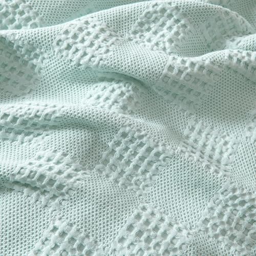 100% Cotton Waffle Knit Blanket,Lightweight,Breathable and Soft, Waffle Weave Blanket for Summer Spring,Light Blue,100 x 150 cm / 39 x 59 inch - color: Light Blue, size: Throw 39x59 inch