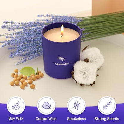 Lavender Scented Candle, 8 oz Soy Wax Jar Candle for Women, 45 Hour Burn | Long Lasting Candle for Home Scented, Purple Glass Jar Gift for Girl, Chrismas Mother's Day Valentine's Day Birthday, 4 Pack