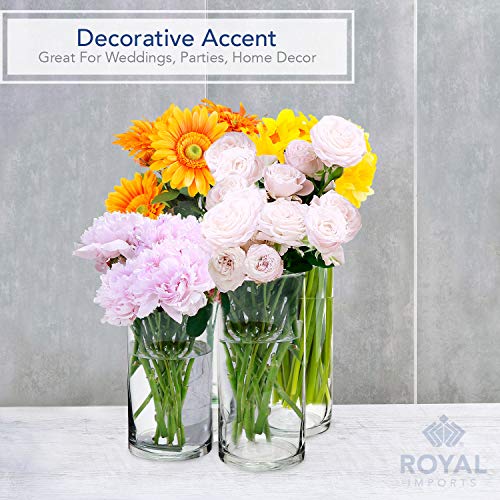 Glass Cylinder Vases for Centerpieces Set of 4, Mixed Height Clear Hurricane Vases 6” 8” 9” 11” for Floating Candles, Flower Vase Wedding Decor, Table Centerpieces, Candle Holders - Royal Imports