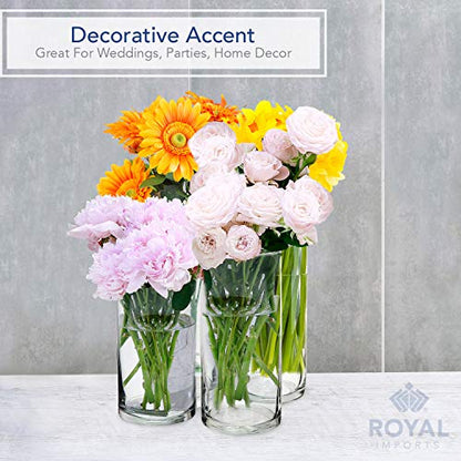 Glass Cylinder Vases for Centerpieces Set of 4, Mixed Height Clear Hurricane Vases 6” 8” 9” 11” for Floating Candles, Flower Vase Wedding Decor, Table Centerpieces, Candle Holders - Royal Imports