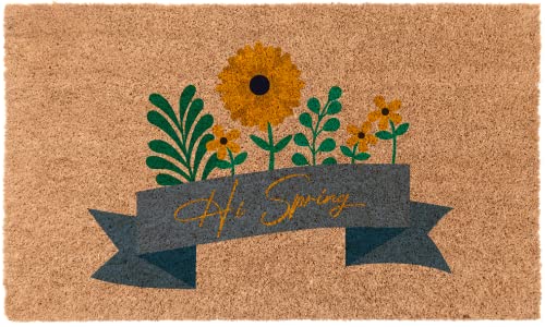 COCO MATS 'N MORE Spring Coir Doormat – Durable Coir Door Mat with Vinyl Backing, Stylish Outdoor Mat for Entryway, Porch Mat, and Front Door Mat (|18" X 30" | Hi Spring | Made in USA) - color: Hi Spring, size: 18" X 30"
