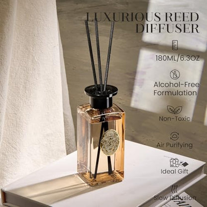 M&SENSE 6.3 oz Large Reed Diffuser Set | Fresh Grapefruit Scent Oil Diffuser with Sticks | Hotel Collection Non-Toxic Essential Oil |for Bedroom Bathroom Living Room - color: Fresh Grapefruit, size: 180ml