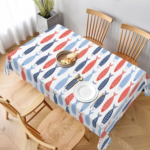 Fish Rectangle Tablecloth Washable Table Cloth 60x90 Inch Table Cover Waterproof for Decoration Kitchen Dining Room - color: Fish
