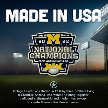 Heritage Pewter Michigan Wolverines 2023 CFP National Champions Stemless Glass Goblets – Set of 2 | 15 OZ Goblet Wine Glasses | Expertly Crafted Pewter Glass