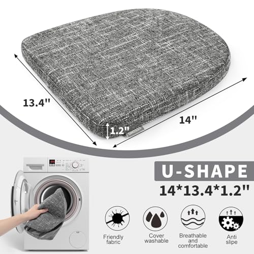 SINOSSO Memory Foam 14" Metal Chair Cushions 4 Pcs, Modern Interwoven Style Magnetic Chair Pads for Dining Kitchen Cafe Bistro Stackable Chair (U-Shape, Grey, 4) - color: Grey