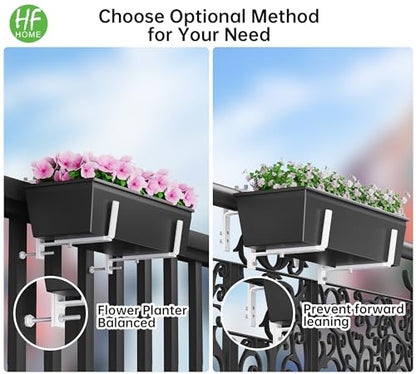 HFHOME Set of 4 Adjustable Window Planter Box Brackets, White Brackets for Window Boxes Planters, Planter Shelving with Adjustable Size The Width of The Bottom of The Planter Box (Patent Registered) - size: Set of 4 - White