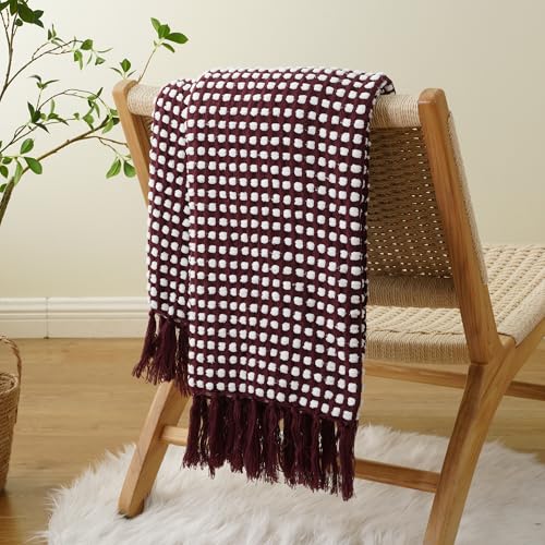 Bunnikins & Clover Knitted Red Purple Throw Blanket, Cozy Warm Lightweight Chenille Throw Blanket for Bed, Sofa, Home Decor, 50"x60" - color: Red Violet, size: 50"x60"