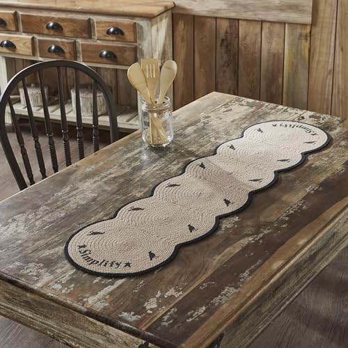 VHC Brands Raven Harvest Simplify Stencil Table Runner 12x48 Braided Cotton, Kitchen Dining Table Holiday Decoration, Decor for Fall and Thanksgiving - size: 12x48, style: Harvest Raven