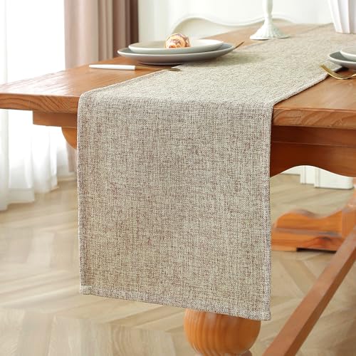 Laolitou Light Brown Table Runners 72 Inches Long, Burlap Linen Texture Farmhouse Boho Table Runner, Rustic Dining Table Decor Long (13x72 Inches, Light Brown) - color: Light Brown, size: 72" x 13" (Rectangular)
