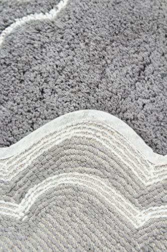 Home Weavers Allure Collection 100% Cotton Tufted Bathroom Rug, Soft and Absorbent Bath Rugs, Non-Slip Bath Carpet, Machine Wash Dry Bath Mats for Bathroom Floor, 21"x34" Bath Rug, Gray