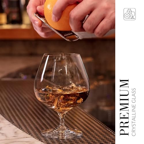 Krosno Cognac Glasses Set of 6, 18.6 oz, Harmony Collection | Drinking Glasses, Brandy Tasting Glass, Whiskey, Bourbon, Rum, Liqueur, Lead-Free Crystal, Elegant Glassware, Dishwasher Safe - style: Cognac 18.6 oz (Set of 6)
