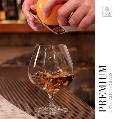 Krosno Cognac Glasses Set of 6, 18.6 oz, Harmony Collection | Drinking Glasses, Brandy Tasting Glass, Whiskey, Bourbon, Rum, Liqueur, Lead-Free Crystal, Elegant Glassware, Dishwasher Safe - style: Cognac 18.6 oz (Set of 6)
