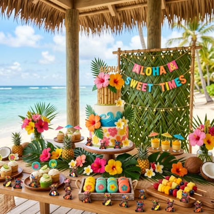 Yaomiao 60 Pcs Mini Highland Cow Figurines Resin Hawaii Highland Cow Figurines Summer Miniature Resin Gift Hawaii Decorations for Beach Hawaiian Party Favor Gift Tiered Tray Decor - style: Hawaii Highland Cow