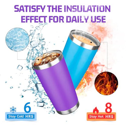 20oz Tumbler with Lid Double Wall Vacuum Insulated Travel Coffee Mug Stainless Steel Thermal Cup Powder Coated Sturdy Coffee Tumbler Bulk for Hot and Cold Beverages(Purple-Blue-Lavender-Yellow,4) - color: Purple-Blue-Lavender-Yellow, size: 20 Ounces (4 Pa