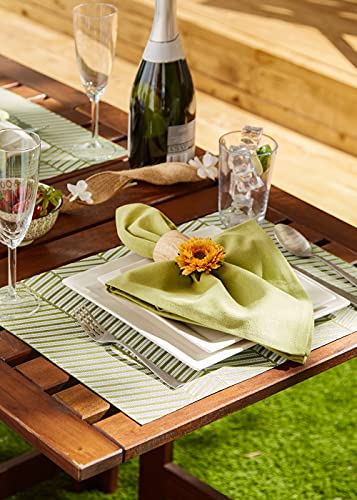 DII Farmhouse Stripe Woven Tabletop Collection Placemat Set, 13x17.25, Antique Green, 6 Piece - color: Antique Green