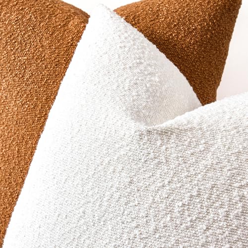 20x20 Boucle Throw Pillow Covers, Set of 2, White - color: White, size: 20" x 20" (Pack of 2)