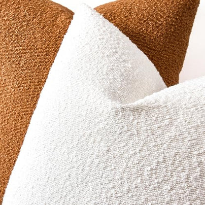 18x18 Boucle Throw Pillow Covers, Set of 2, White - color: White, size: 18" x 18" (Pack of 2)