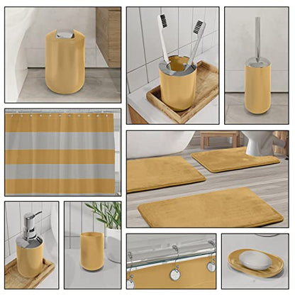 Clara Clark Bathroom Set – Bathroom Sets with Shower Curtain and Rugs, Soft Bathroom Rugs Non Slip, 23PC Gold Bathroom Accessories Set Complete with Bath Rugs, Shower Curtain Set with Liner and Hooks - color: Gold, size: Complete Set + Bath Rugs