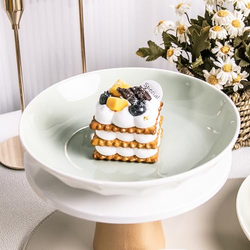 Anveena 8-inch Ceramic Salad Plate Set, Mint Green Flatware, 6-piece | Microwave, oven, and dishwasher safe, scratch-resistant and wear-resistant - color: cream green, size: 8inch
